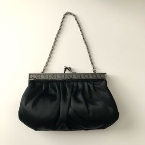 ANN TAYLOR LOFT Black Satin Clutch